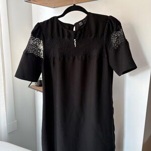 Simons Black Dress with Lace Accents